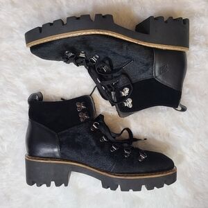 Donald Pliner Erinn Black Booties Size 8.5 Cow Fur